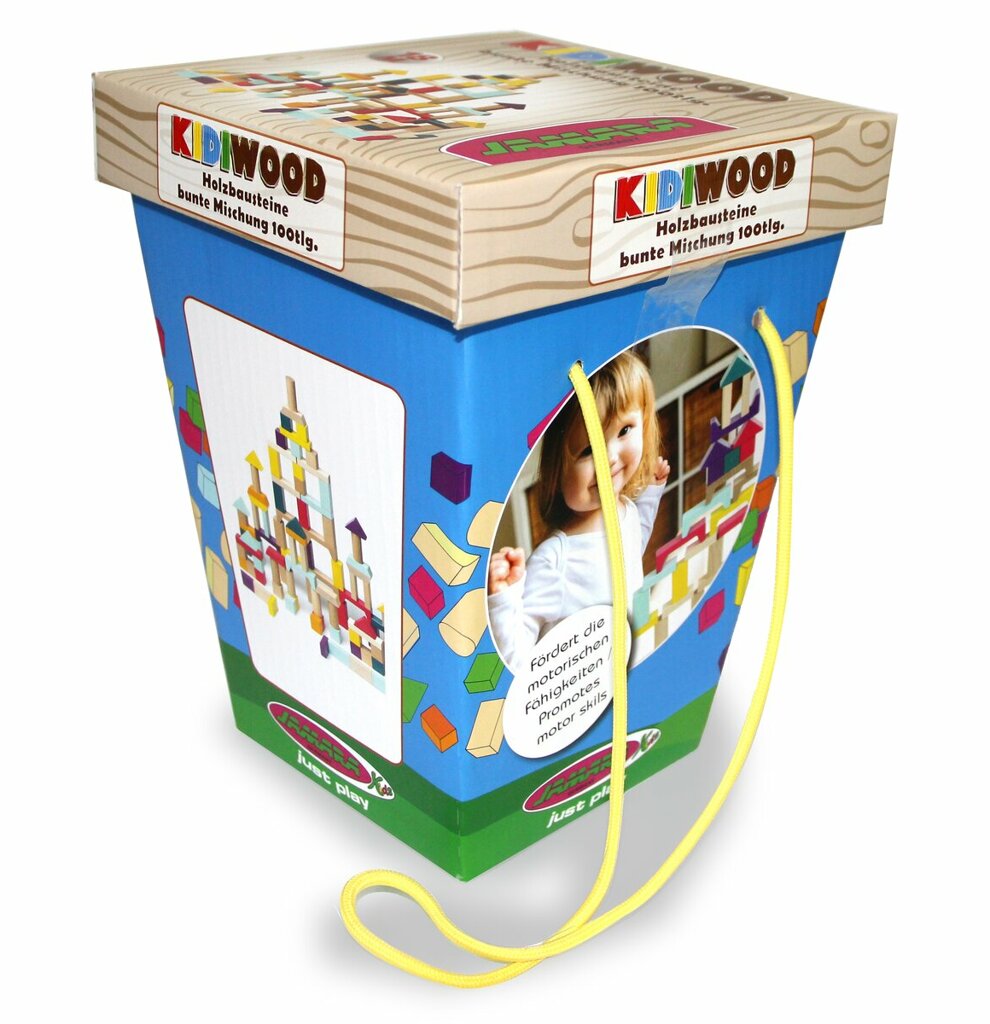 Holzspielzeug Kidiwood Holzbausteine bunte Mischung 100tlg.