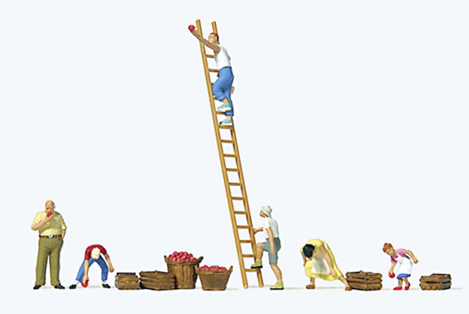 Männer und Frauen bei der Apfelernte Modell von Preiser 1:87