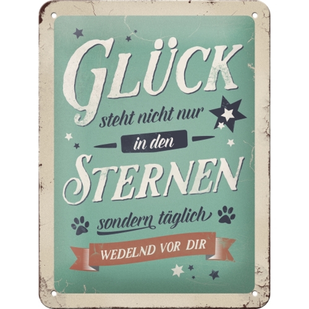 Blechschild Pfotenschild - Glück in den Sternen-1