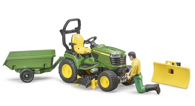 bWorld John Deere Aufsitzrasenmäher mit Anhänger und Gärtner Modell von Bruder 1:16