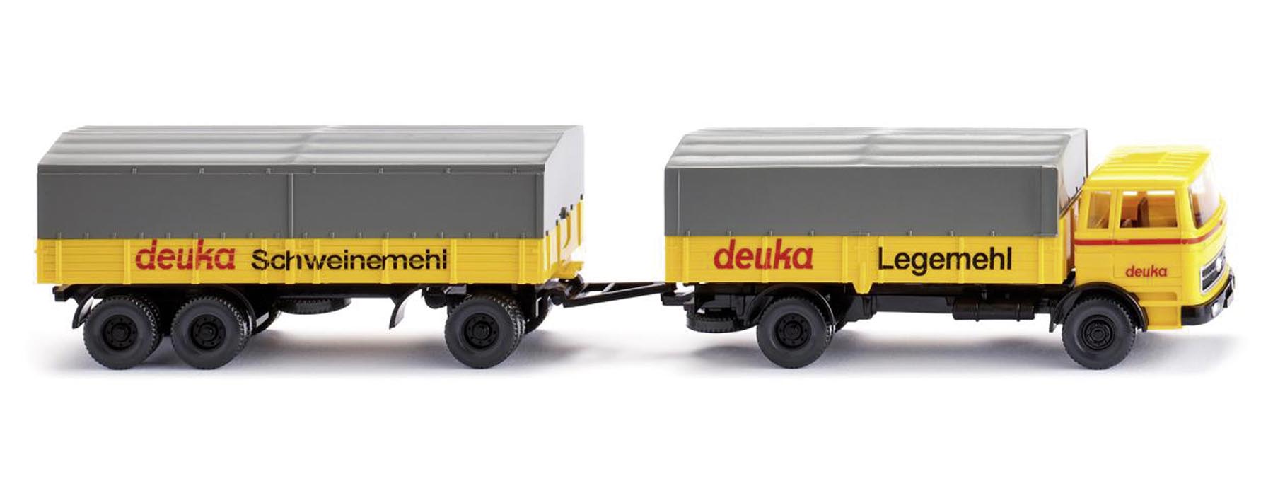 MB 1620 Deuka Pritschenhängerzug Modell von WIKING 1:87