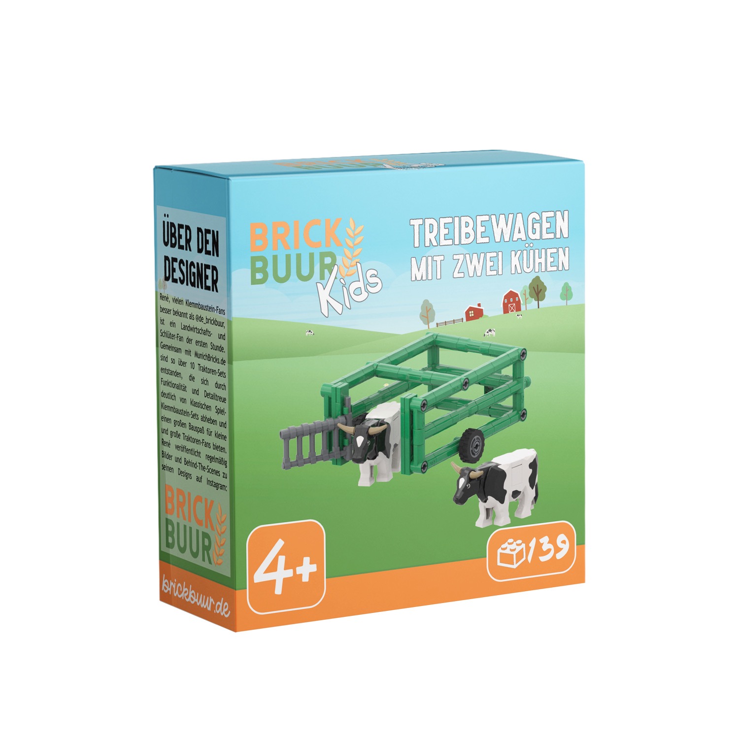 Treibewagen mit zwei Kühen Modell von brickbuur 1:32