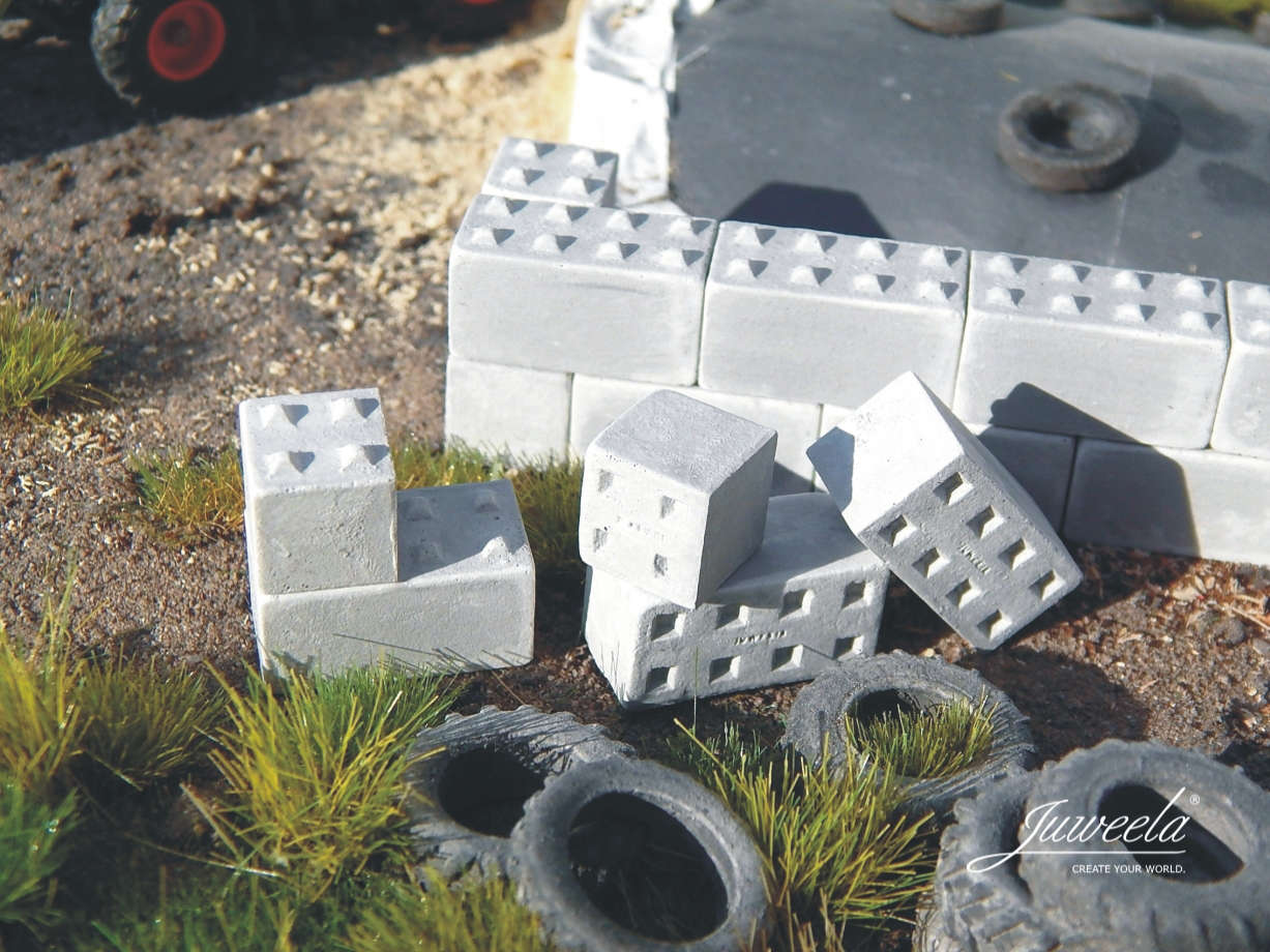 Betonblöcke Noppen 8er/4er 60 Stück Modell von Juweela 1:87