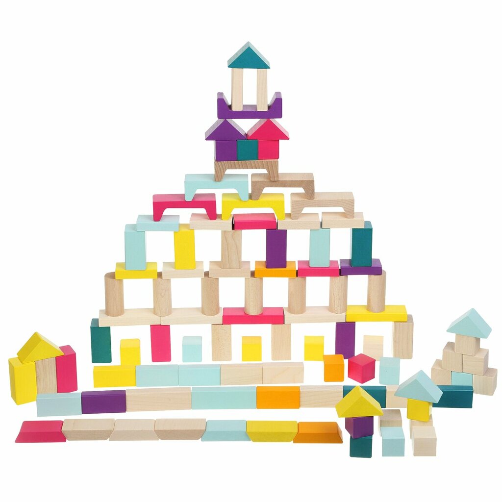 Holzspielzeug Kidiwood Holzbausteine bunte Mischung 100tlg.-1
