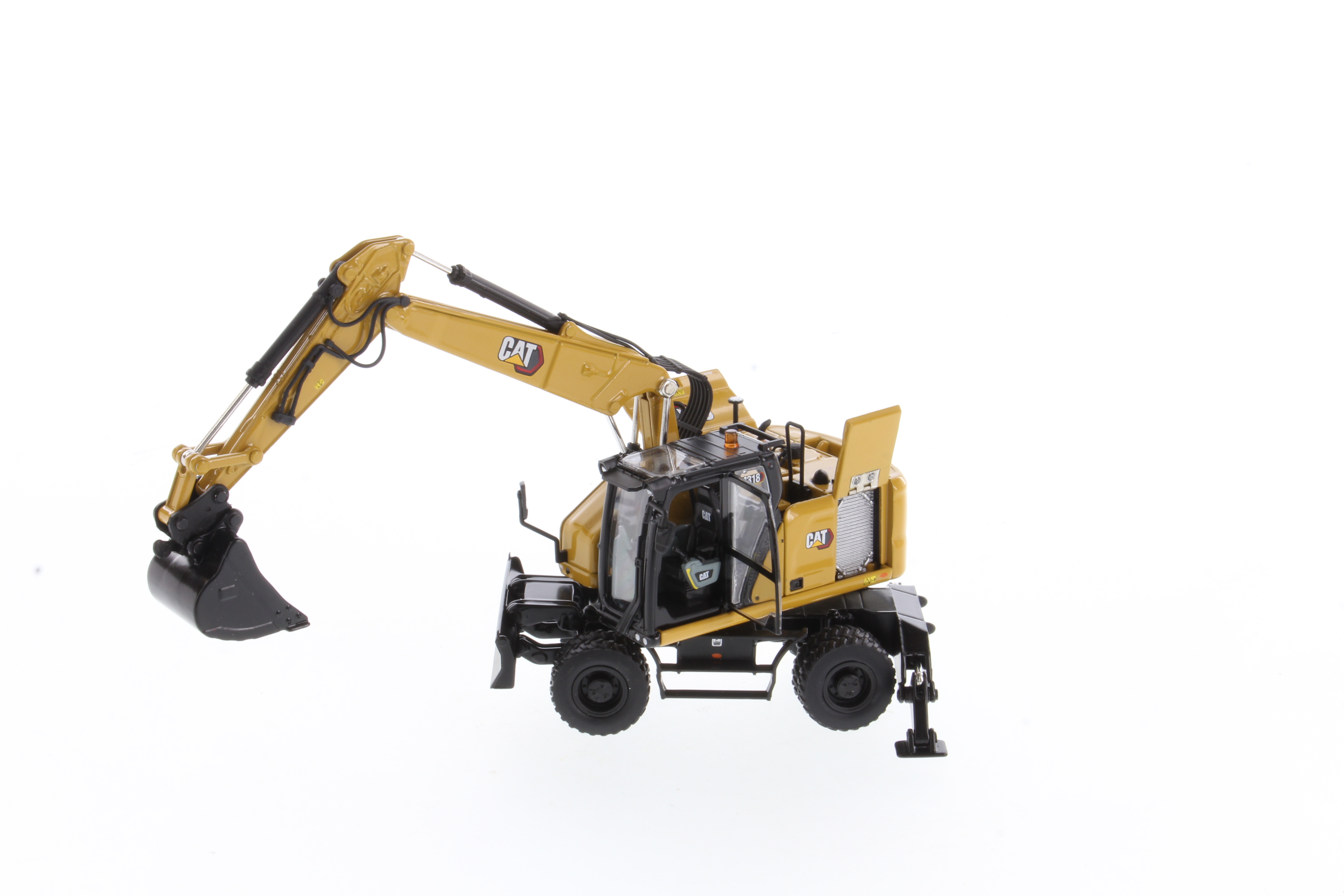 CAT M318 Mobilbagger mit Werkzeugen Modell von DieCast Masters 1:50