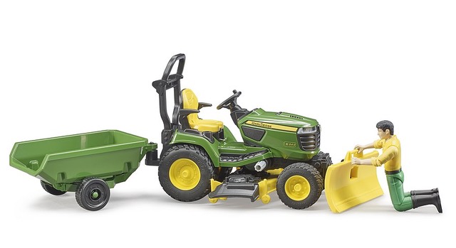 bWorld John Deere Aufsitzrasenmäher mit Anhänger und Gärtner Modell von Bruder 1:16