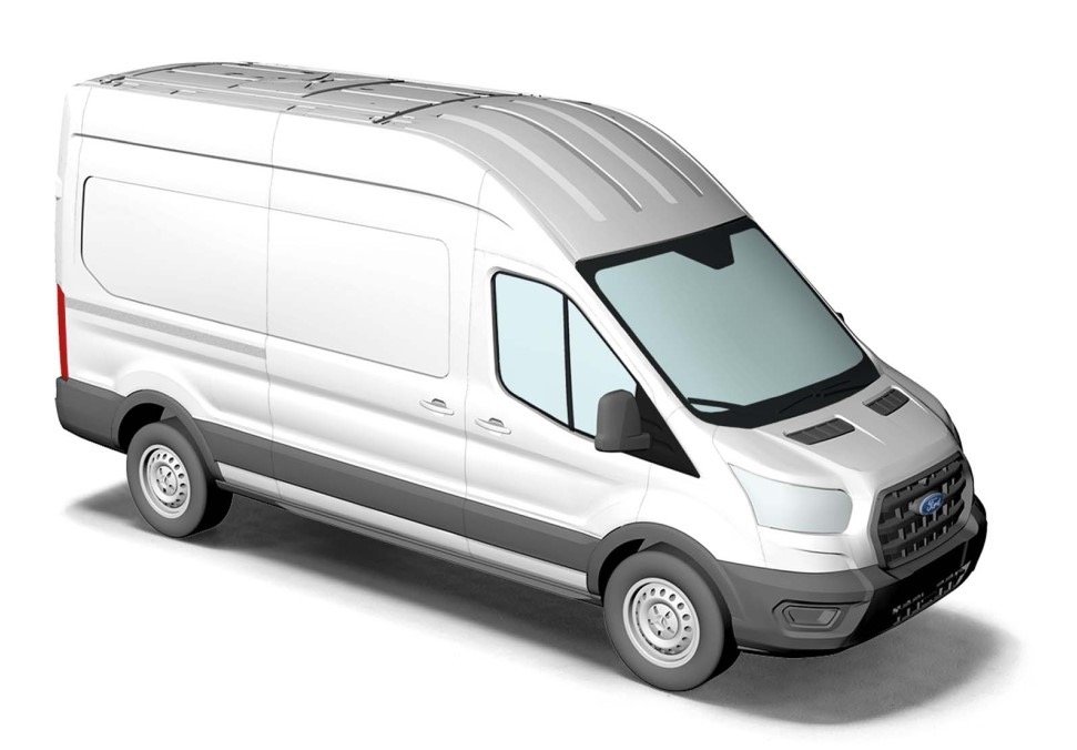 Ford Transit Kastenwagen mit Hochdach weiß Modell von Busch 1:87