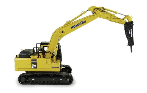 Komatsu PC210LCi-11 Kettenbagger mit hydraulischem Brecher Modell von Universal Hobbies 1:50
