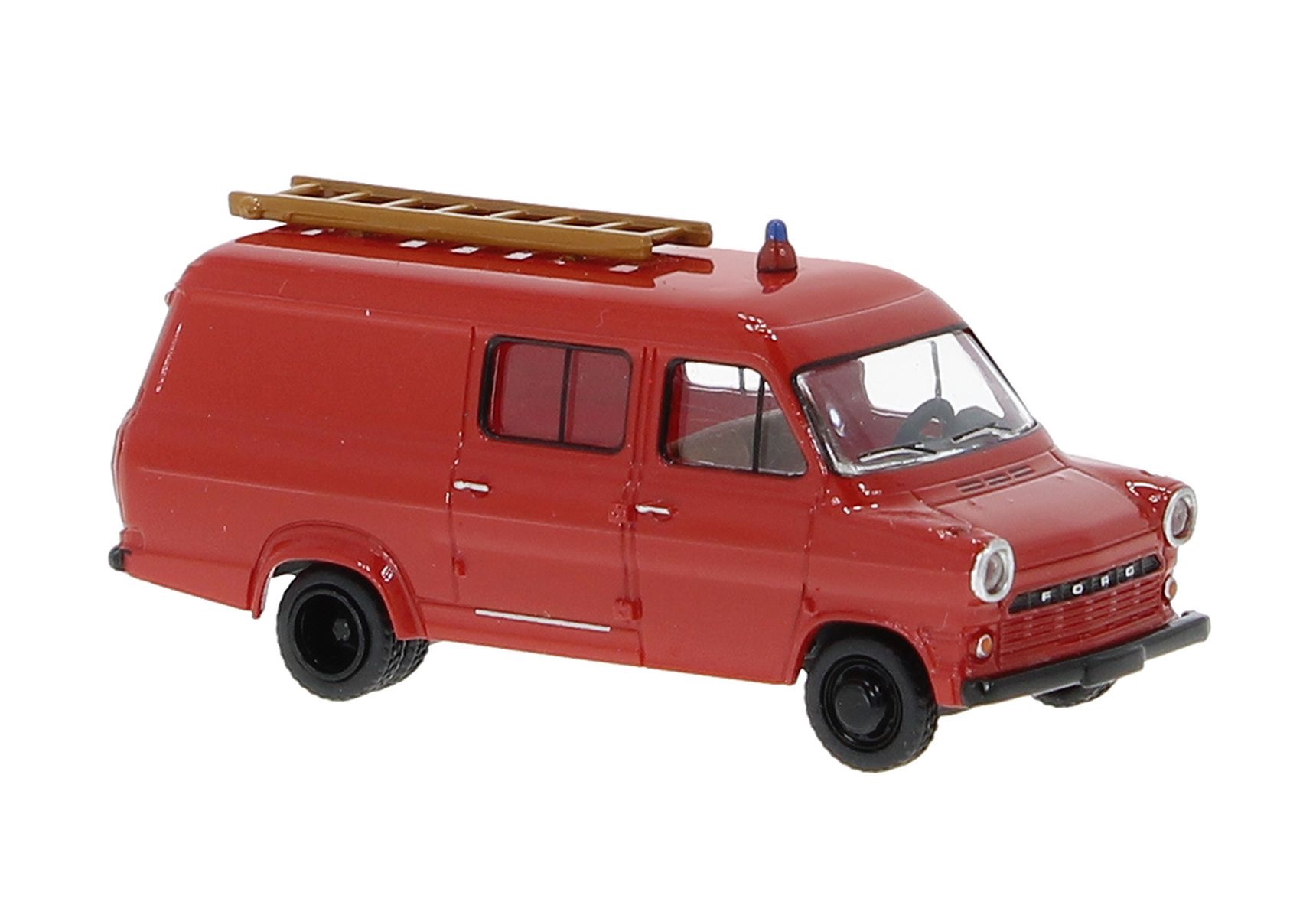 Ford Transit Mk. 1 der Feuerwehr rot/schwarz  Modell von Brekina 1:87