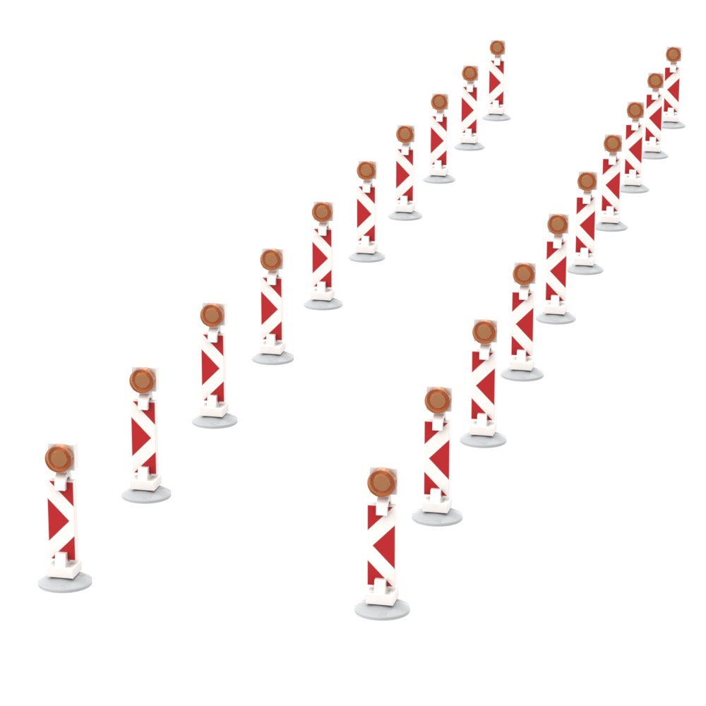 20 Warnbaken aus Klemmbausteinen