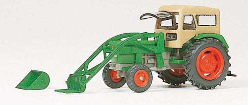 Deutz Ackerschlepper D 6206 mit BAAS-Lader und Fritzmeier Verdeck (Fertigmodell) Modell von Preiser 1:87