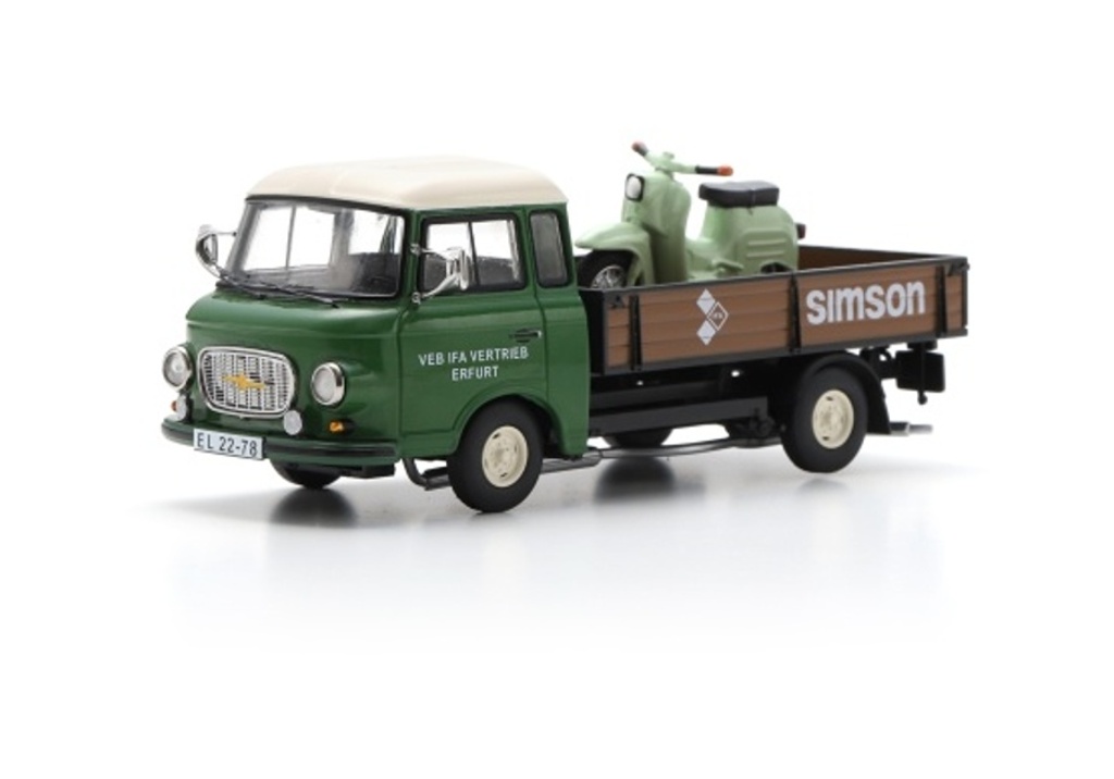 Barkas B1000 mit Simson Schwalbe „Simson Service“ Modell von Schuco 1:43