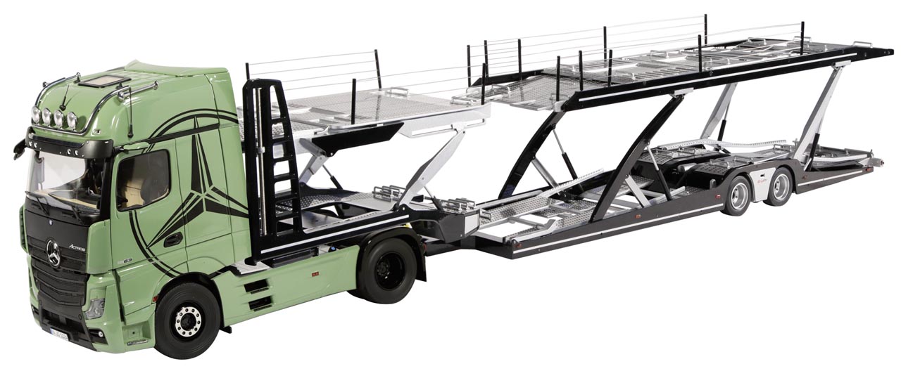 Mercedes Benz Actros mit Lohr Set mit Dekor grün-1
