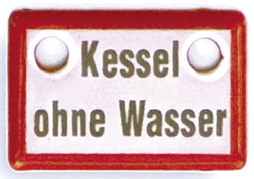 Kessel ohne Wasser Emailliertes Schild 3 x 2 cm