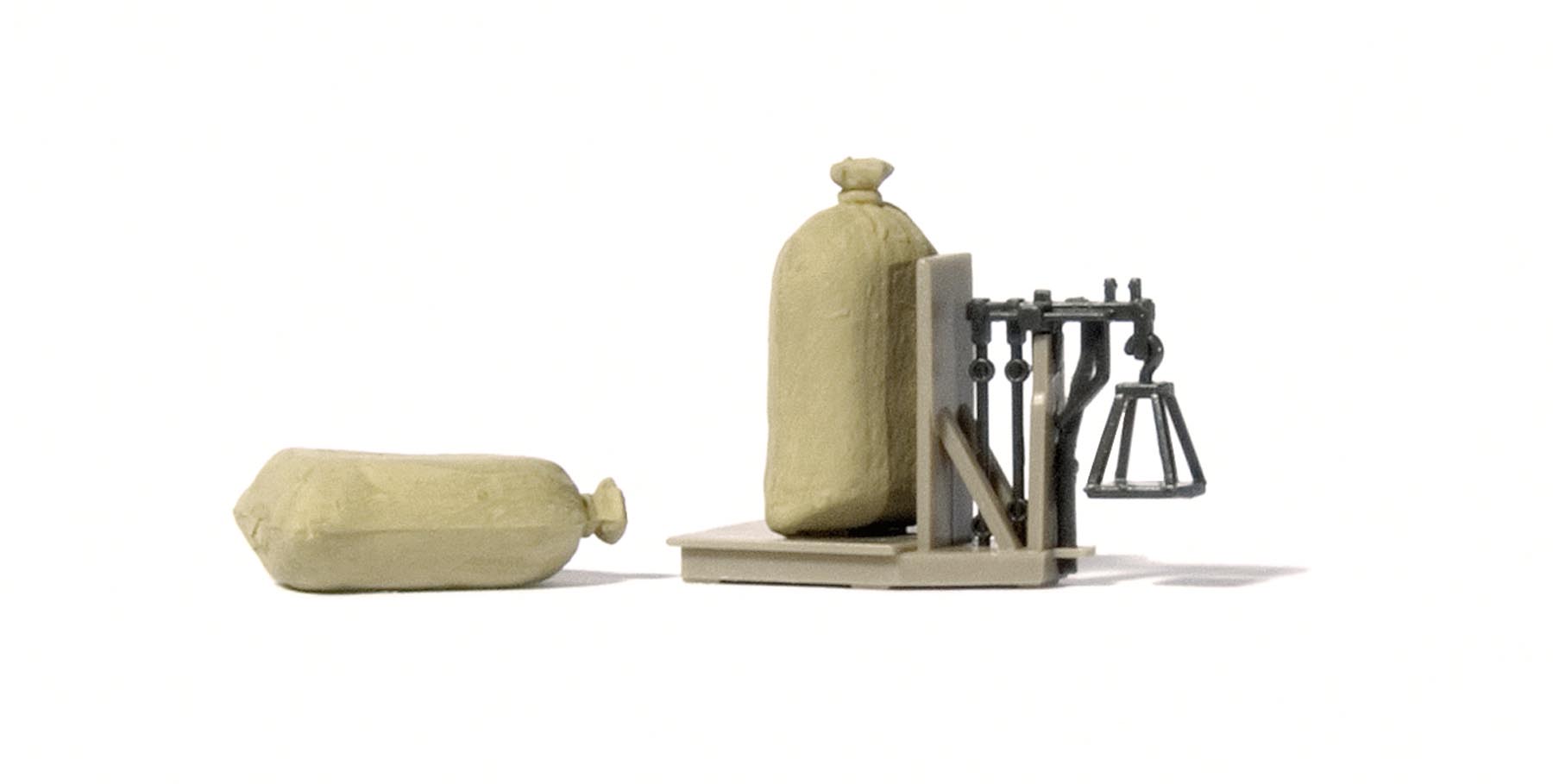 Getreidewaage mit 2 Säcken (Fertigmodell) Modell von Preiser 1:87