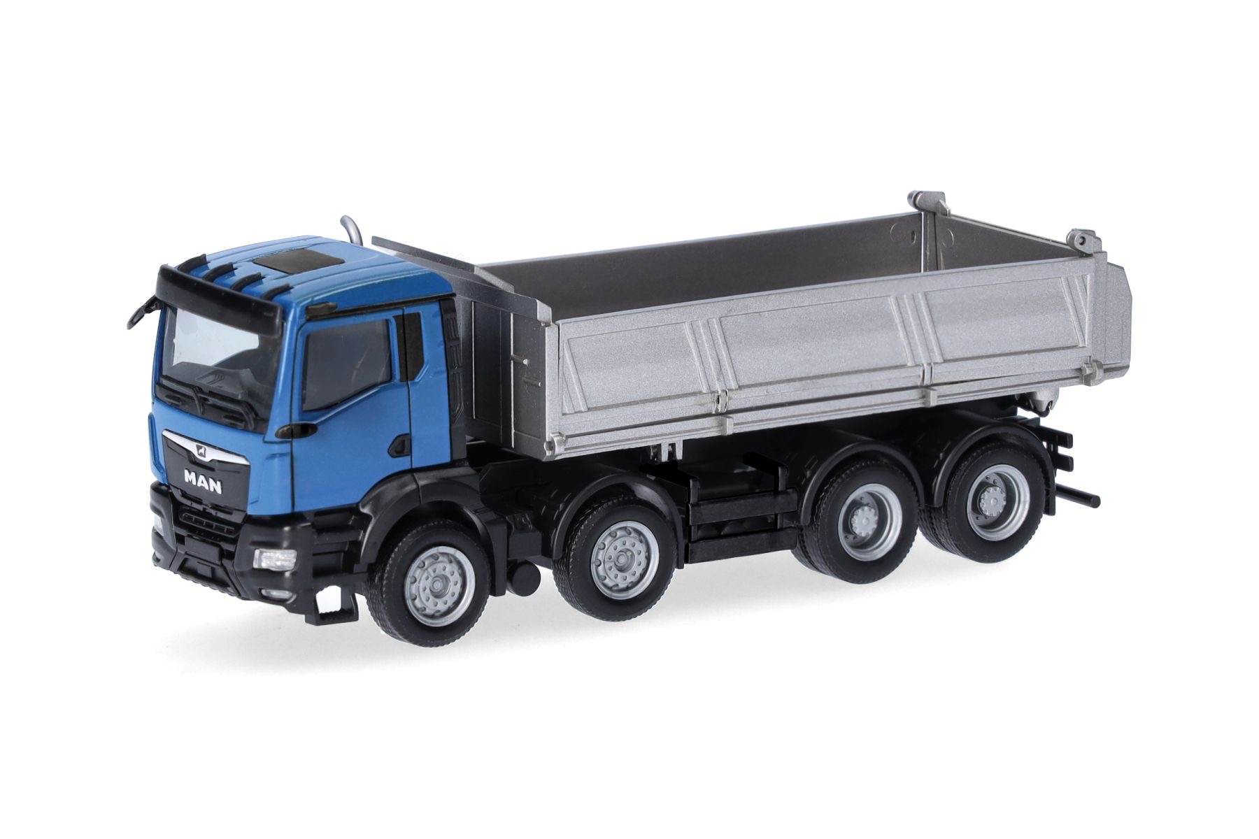 MAN TGS NN Baukipper 4achs, blau/silber Modell von herpa 1:87
