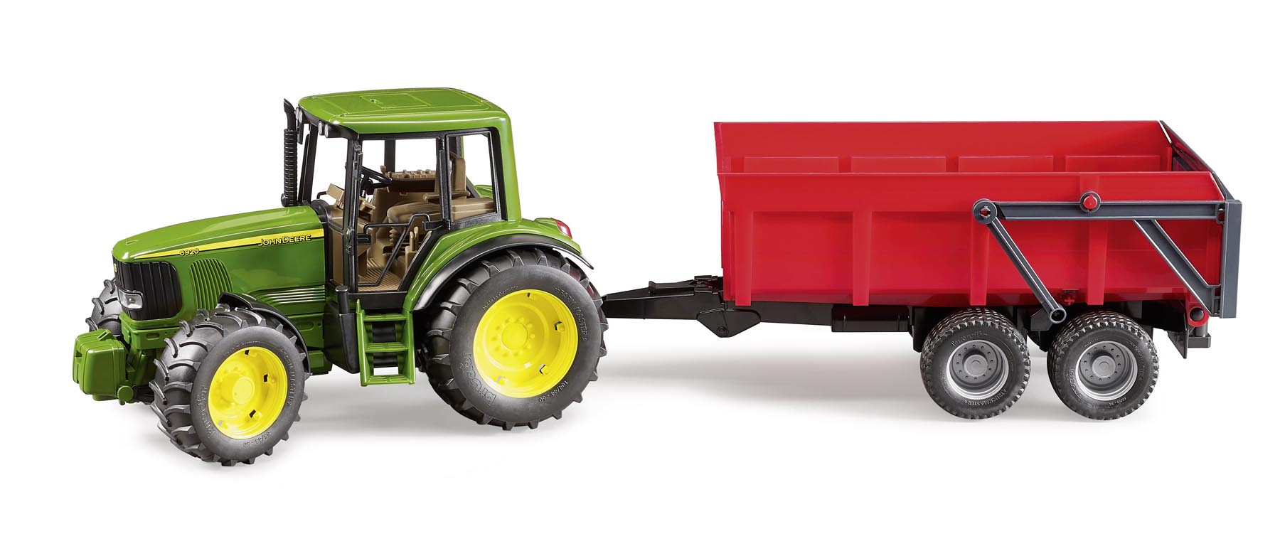 John Deere 6920 mit Wannenkippanhänger rot Modell von Bruder 1:16
