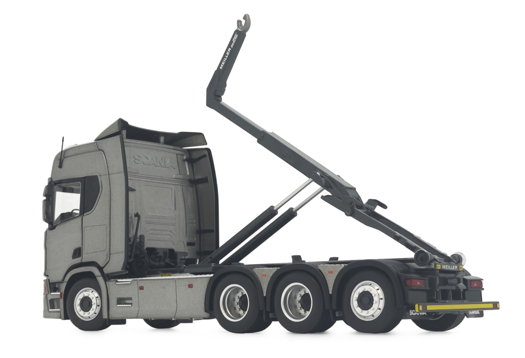 Scania R500 Serie Abrollkipper mit Hakenlift dunkelgrau Modell von MarGe Models 1:32