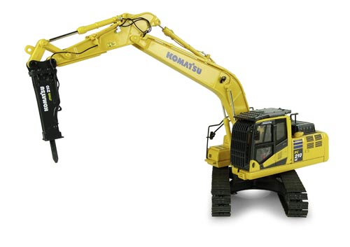 Komatsu PC210LCi-11 Kettenbagger mit hydraulischem Brecher Modell von Universal Hobbies 1:50
