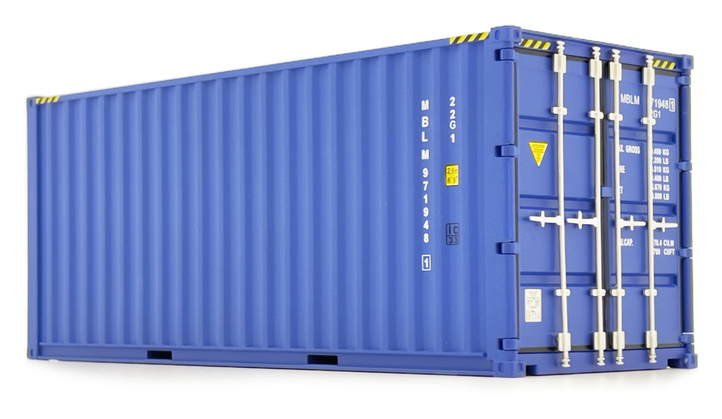 Seefracht Container 20ft blau Modell von MarGe Models 1:32