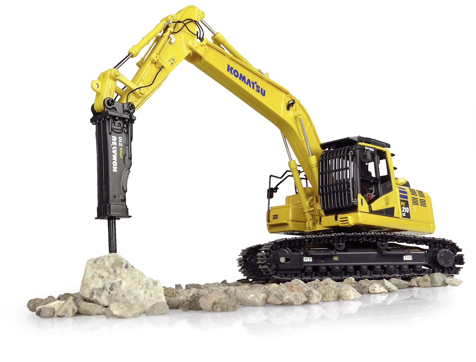 Komatsu PC210LCi-11 Kettenbagger mit hydraulischem Brecher Modell von Universal Hobbies 1:50
