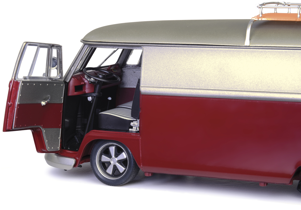 VW T1b Bus Lowrider rot/matt-grau Modell von Schuco 1:18
