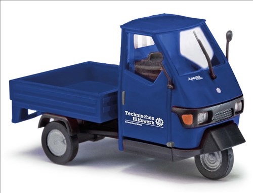 Piaggio Ape 50 THW Bj. 2006 blau Modell von Busch 1:87