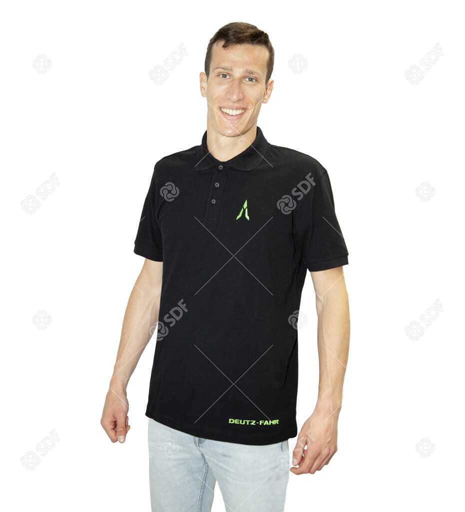 Deutz-Fahr Poloshirt schwarz mit Logo Herren