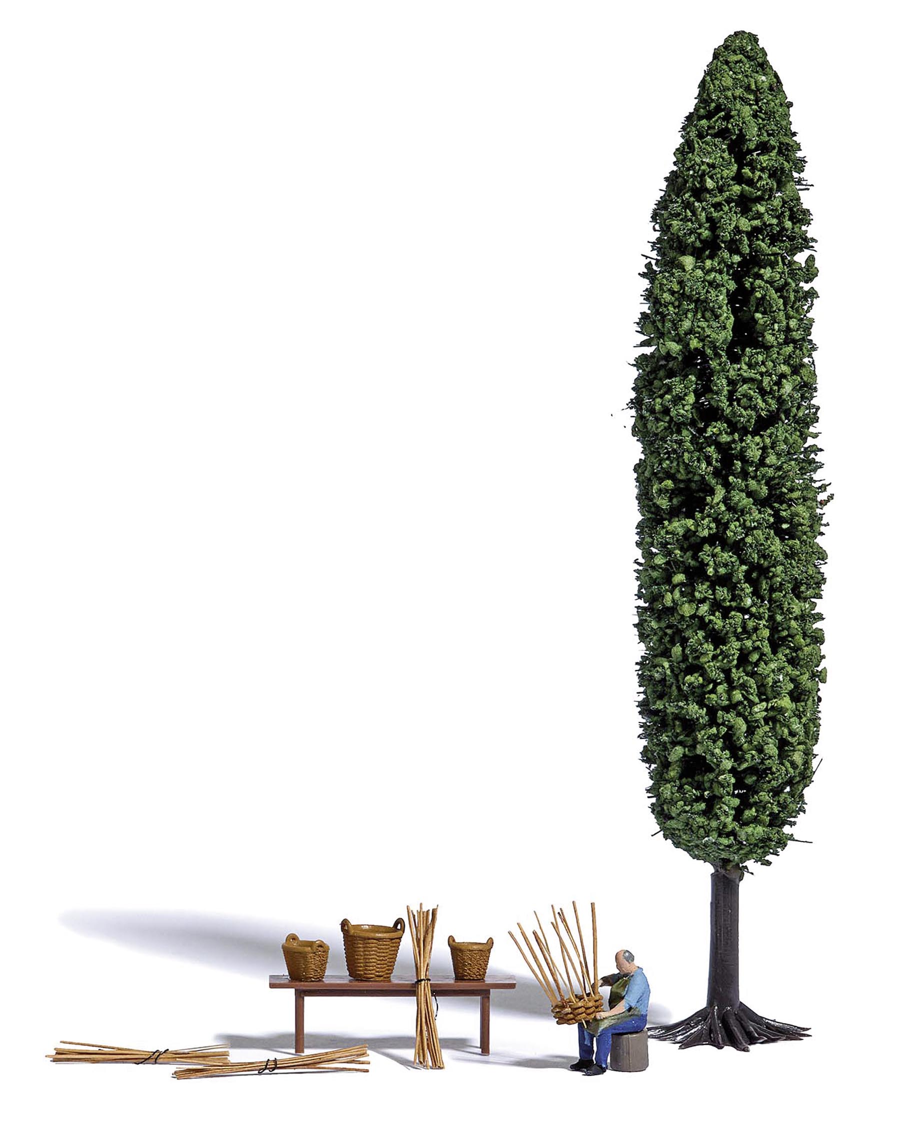 Korbmacher inkl. Binsen, Körben, Tisch und Pappel Modell von Busch 1:87