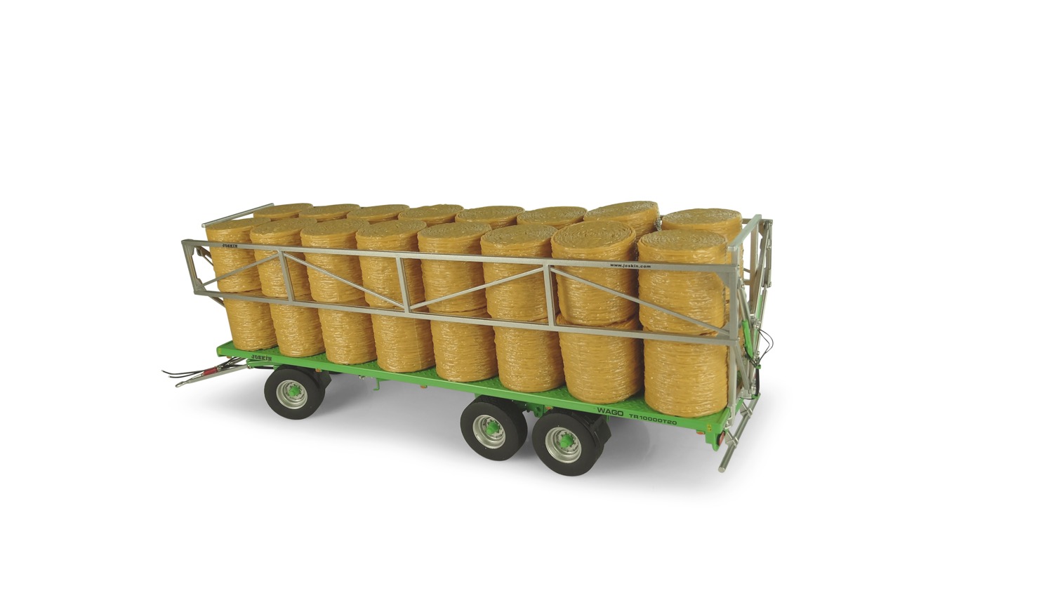 Joskin Wago TR 10000 T20 Plattformanhänger für Ballentransport mit 32 Rundballen Modell von Universal Hobbies 1:32