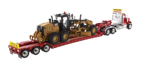 International HX 520 Tieflader und CAT 12M3 Motorgrader Modell von DieCast Masters 1:50
