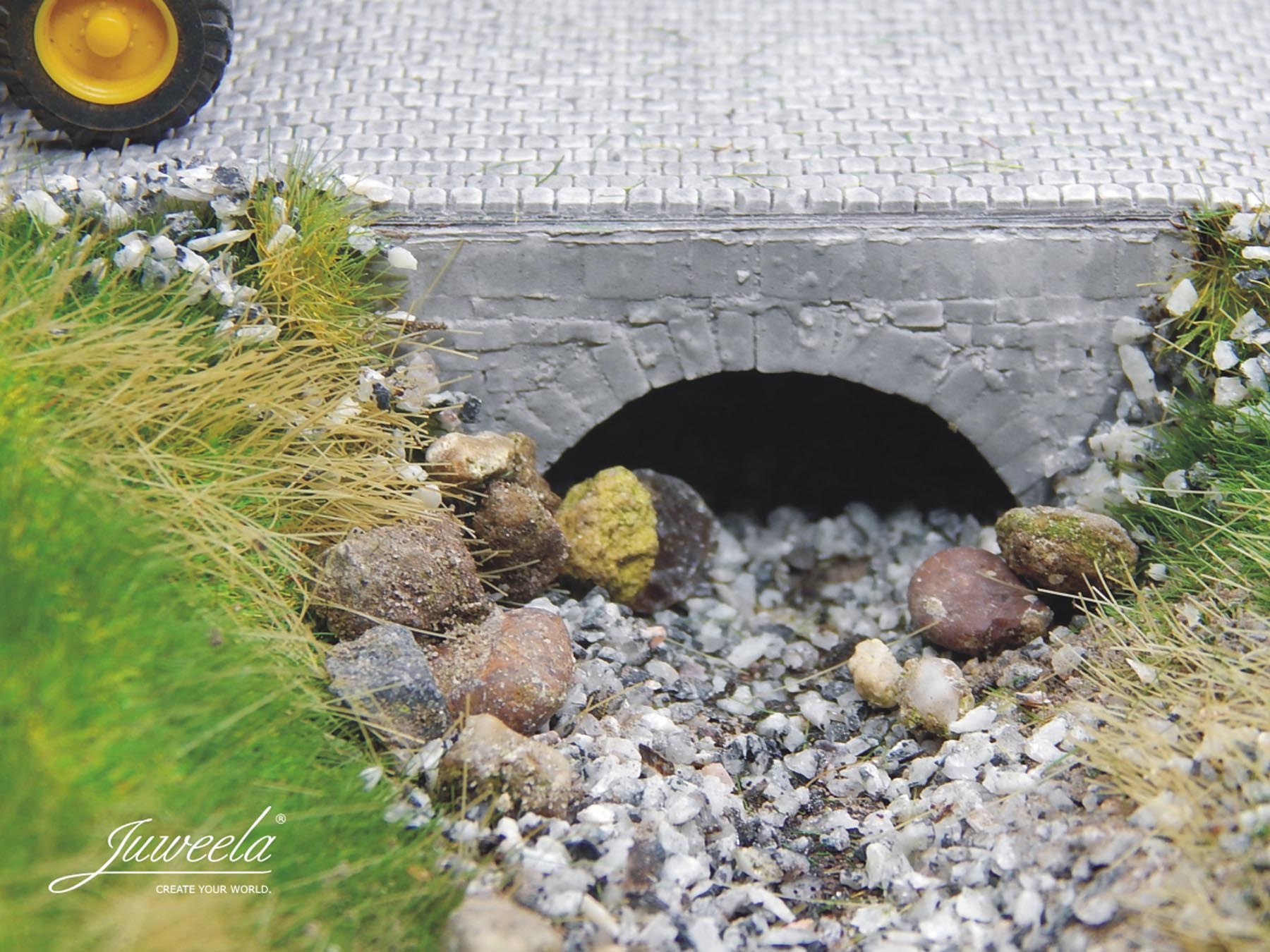 Wasserdurchlass (kleine Brücke) Ziegel mittel 6 Stück grau Modell von Juweela 1:87