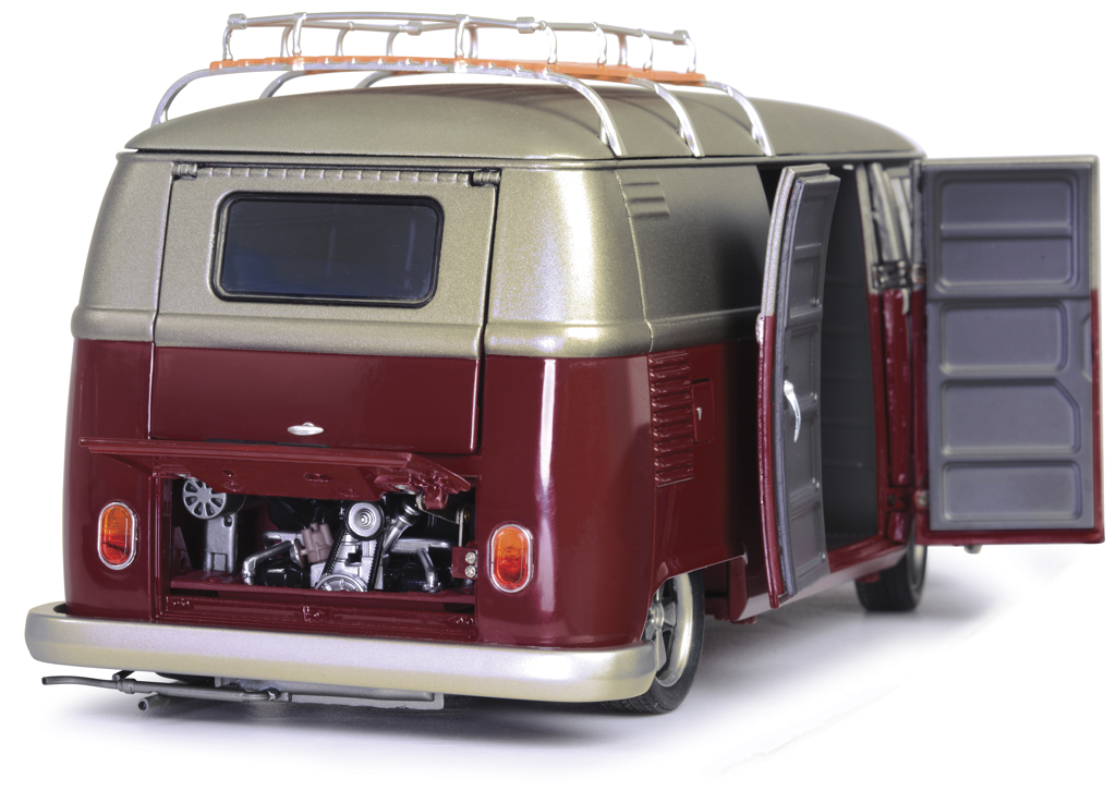VW T1b Bus Lowrider rot/matt-grau Modell von Schuco 1:18