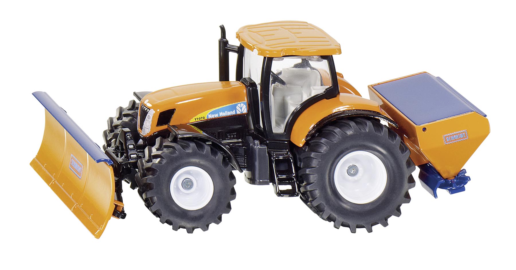 New Holland Traktor (Kommunal) mit Räumschild und Salzstreuer Modell von Siku 1:50