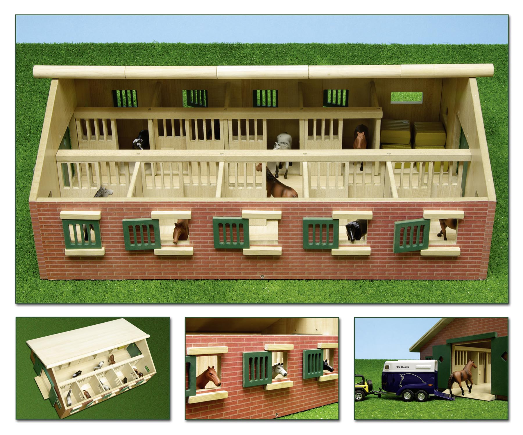 Pferdestall mit 9 Boxen Modell von Kids Globe 1:32