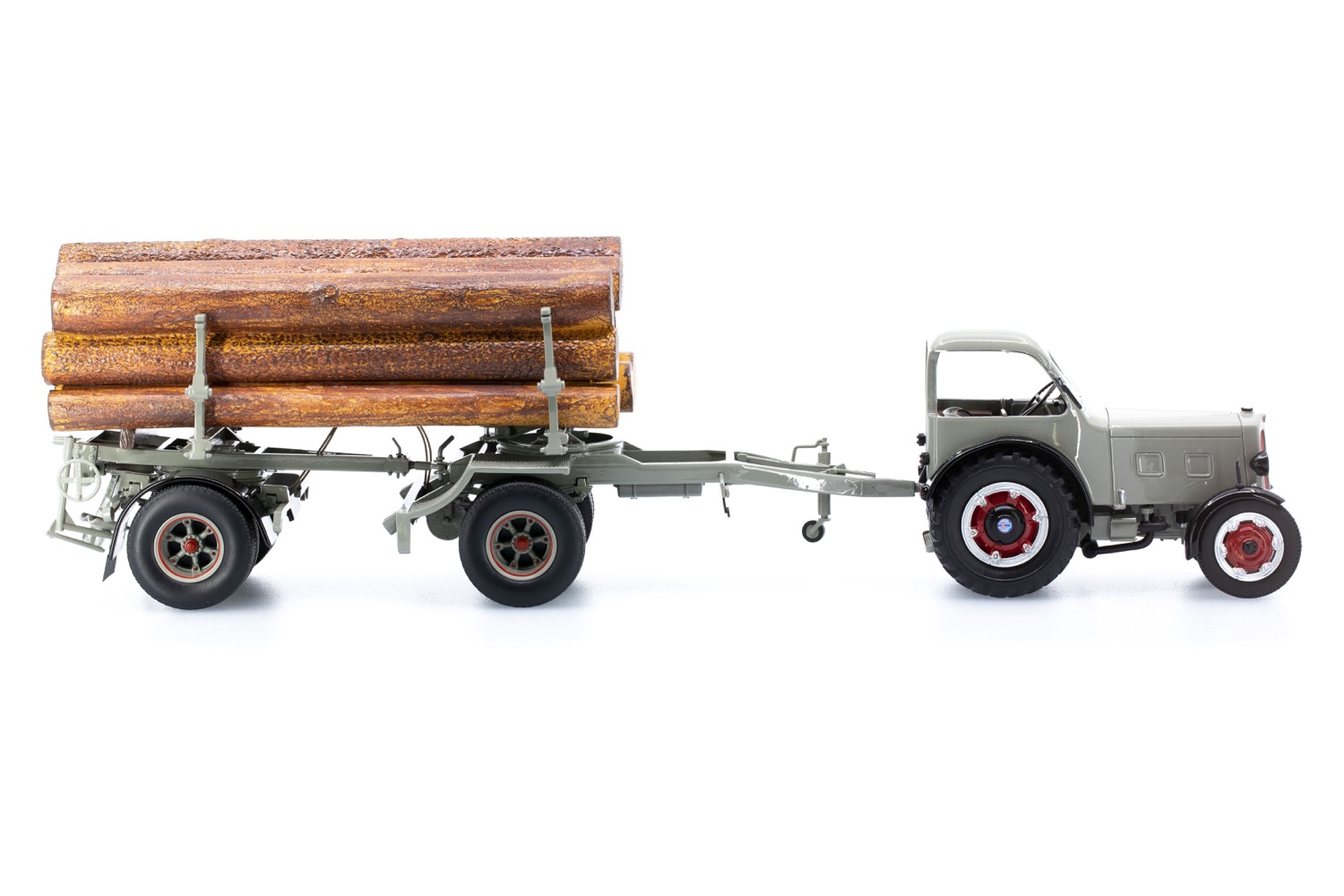 Hürlimann Industrietraktor D500 mit Langholzanhänger Modell von Ace 1:32