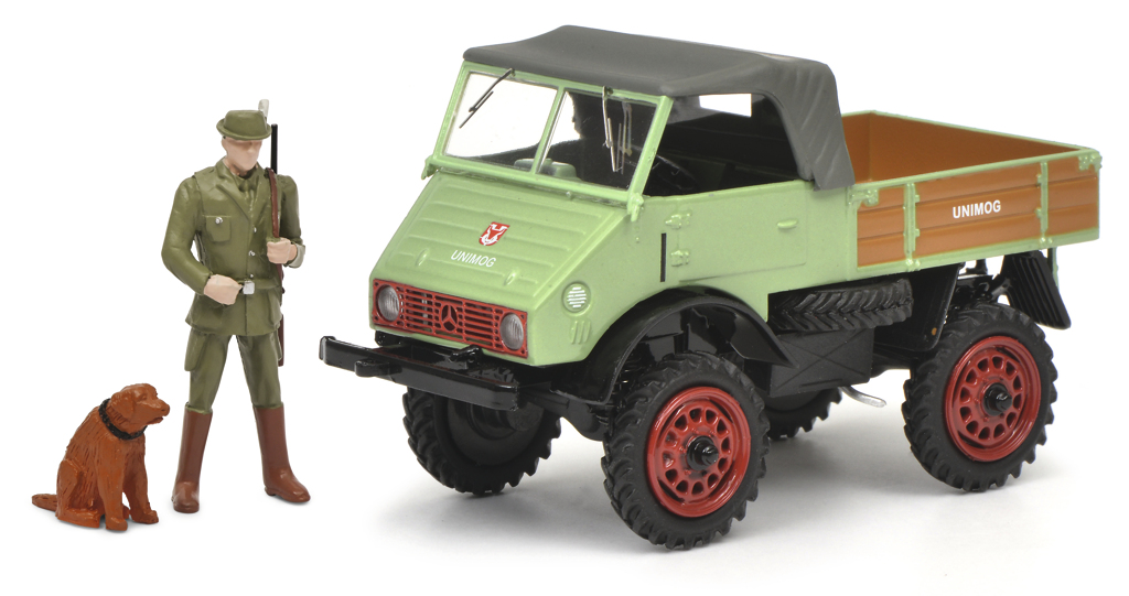 Unimog 401 Weidmannsheil mit Jäger und Hund-1