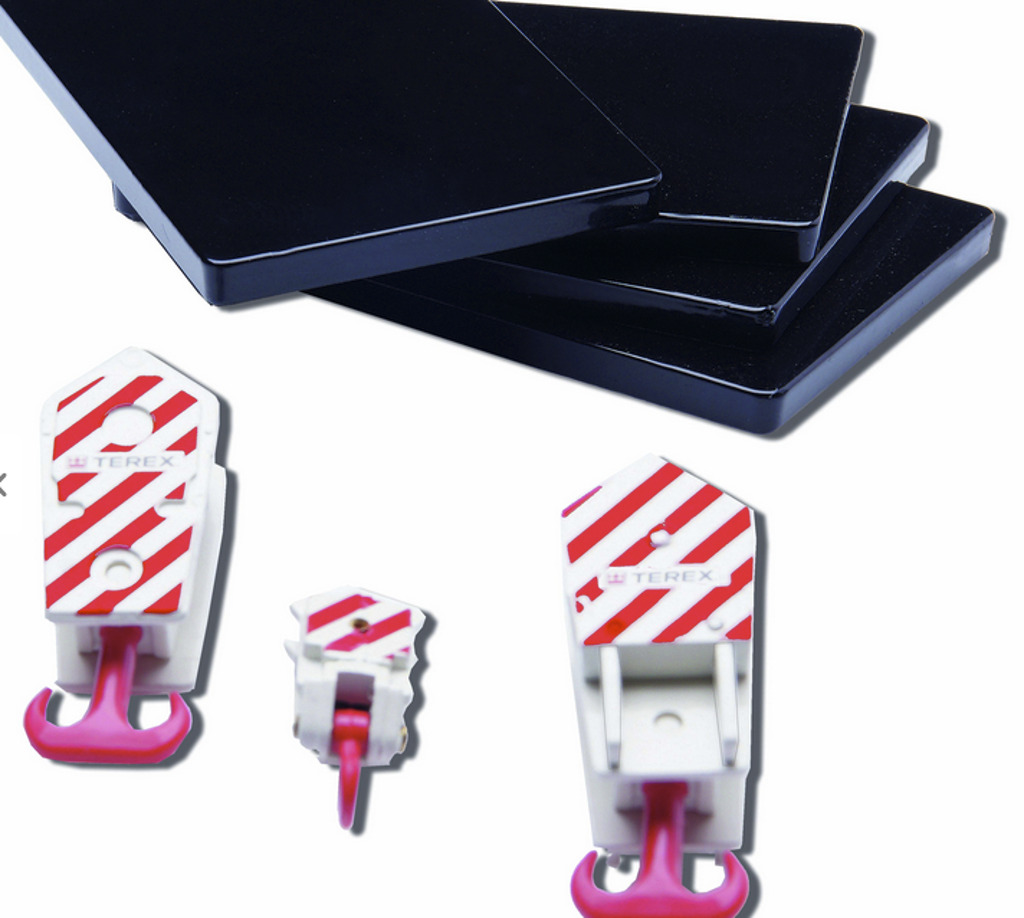 Set mit 3 Kranhaken und 4 Abstützmatten-1