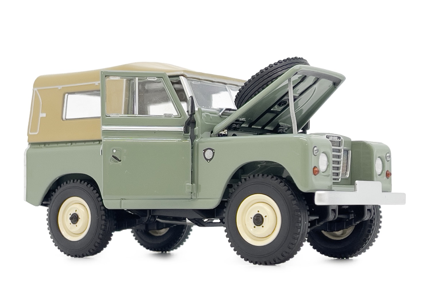 Land Rover Serie III 88 Softtop atlantikgrün Modell von MarGe Models 1:32