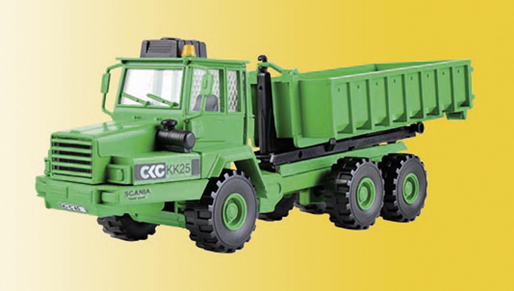 Kaelble Gmeinder Knicklenker mit Hakenabrollaufbau und Abrollbehälter Bausatz Modell von kibri 1:87