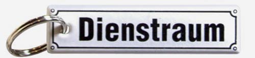 „Dienstraum“ Emaillie-Schlüsselanhänger 8 x 2 cm