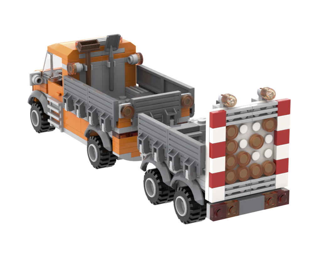 Baustellenfahrzeug mit Anhänger Bausatz Modell von fairBricks 1:32