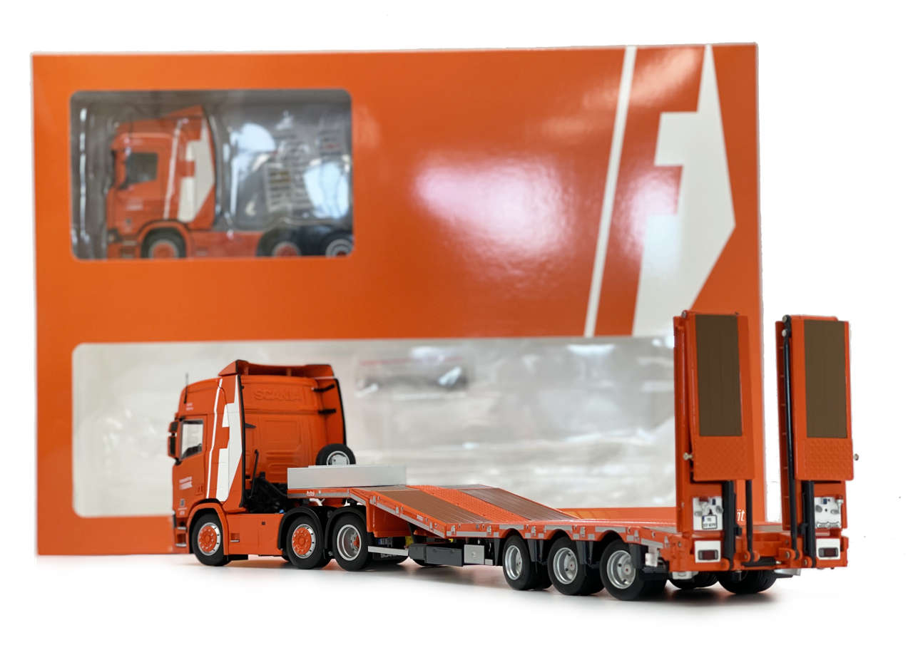 Scania 6x2 und Nooteboom Semi-Tieflader Set Fehrenkötter Design Modell von MarGe Models 1:32