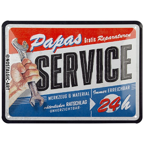 Papas Service Blechschild 15 x 20 cm