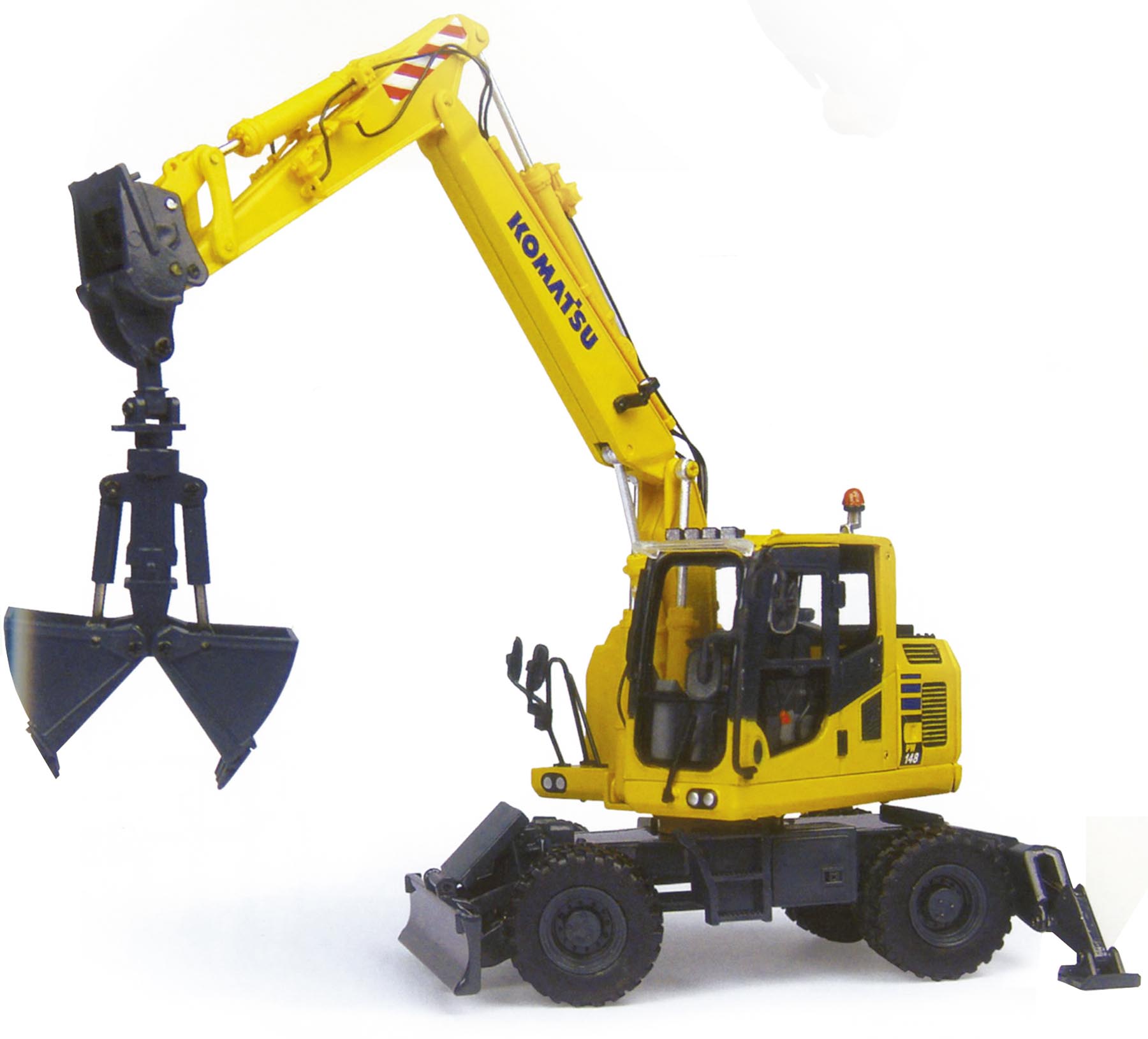 Komatsu PW 148-10 mit Greifer Modell von Universal Hobbies 1:50