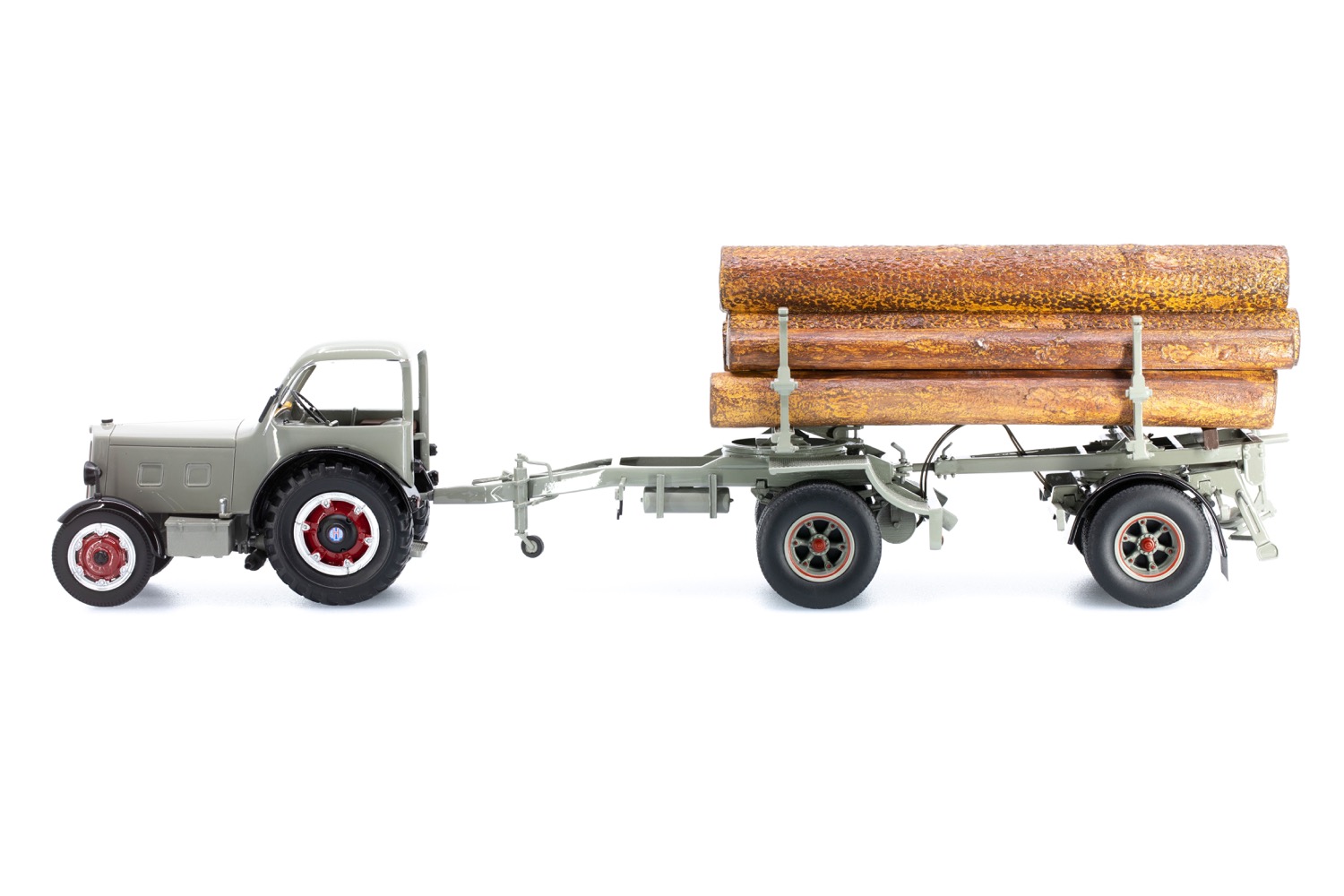 Hürlimann Industrietraktor D500 mit Langholzanhänger Modell von Ace 1:32