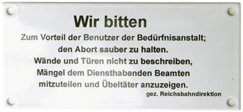 Wir bitten zum Vorteil... Emailliertes Schild 17 x 8 cm