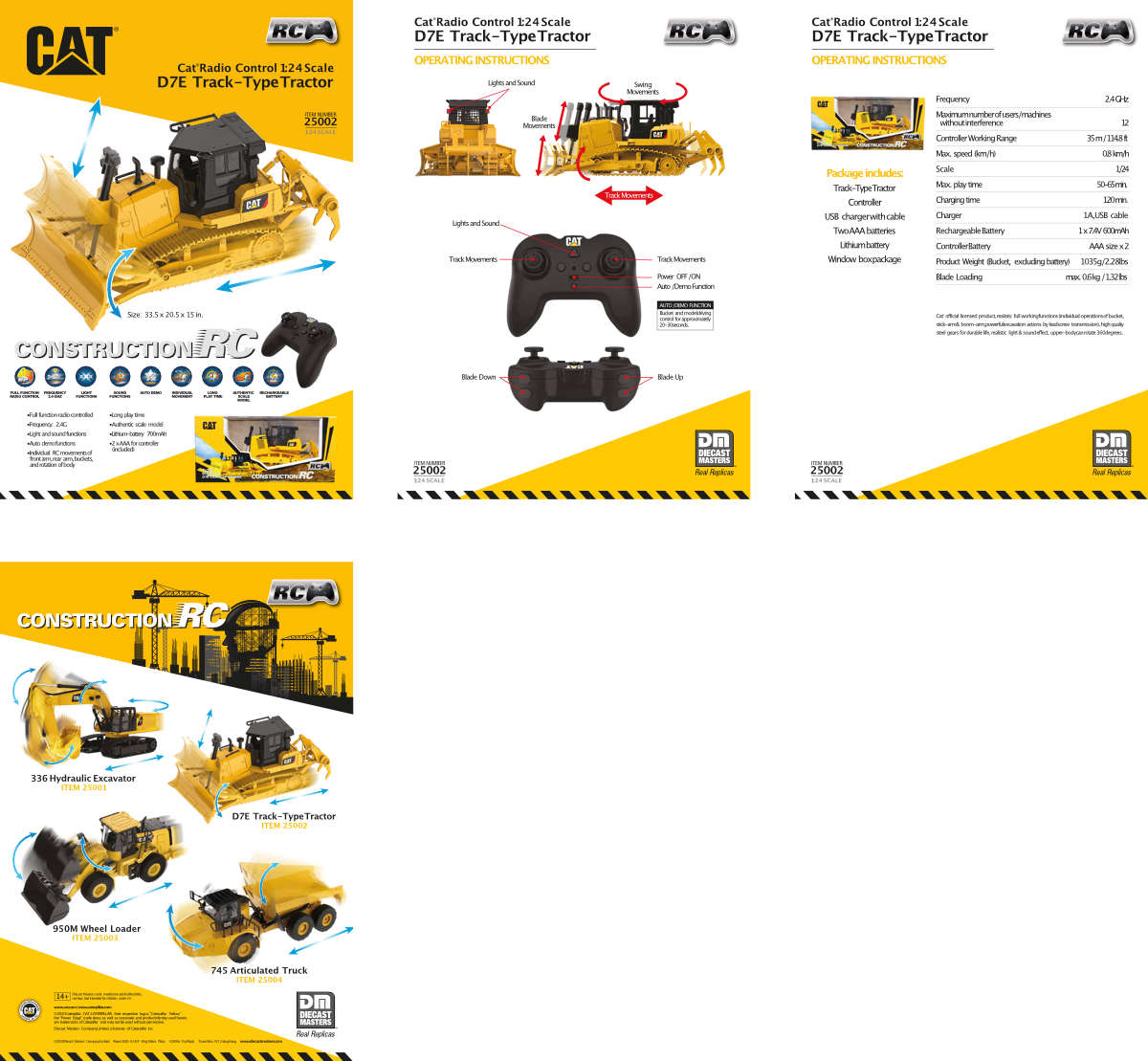 RC CAT D7E Raupe ferngesteuert Modell von DieCast Masters 1:24
