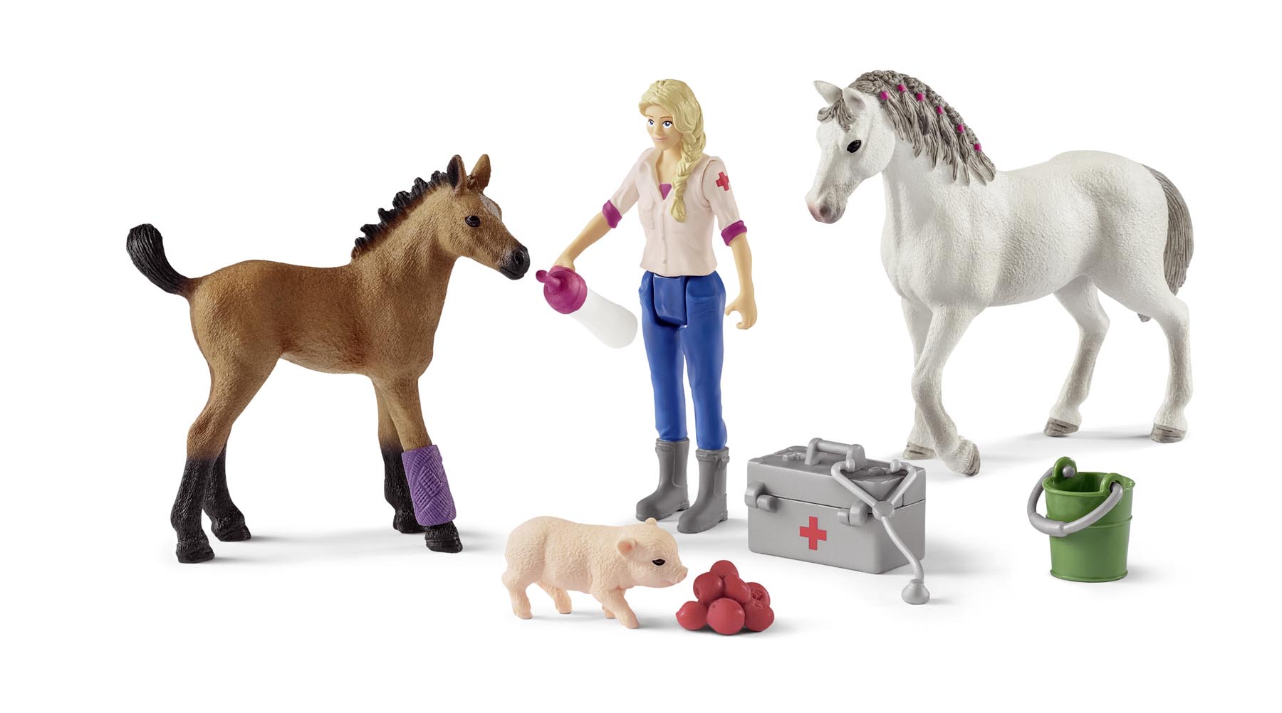 Arztbesuch bei Stute und Fohlen Modell von Schleich