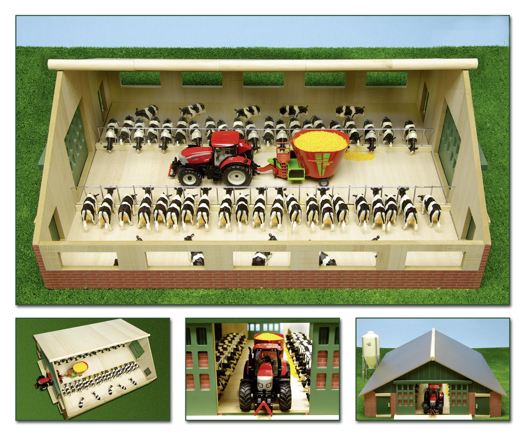 Kuhstall aus Holz (passend für Siku-Fahrzeuge) Modell von Kids Globe 1:32